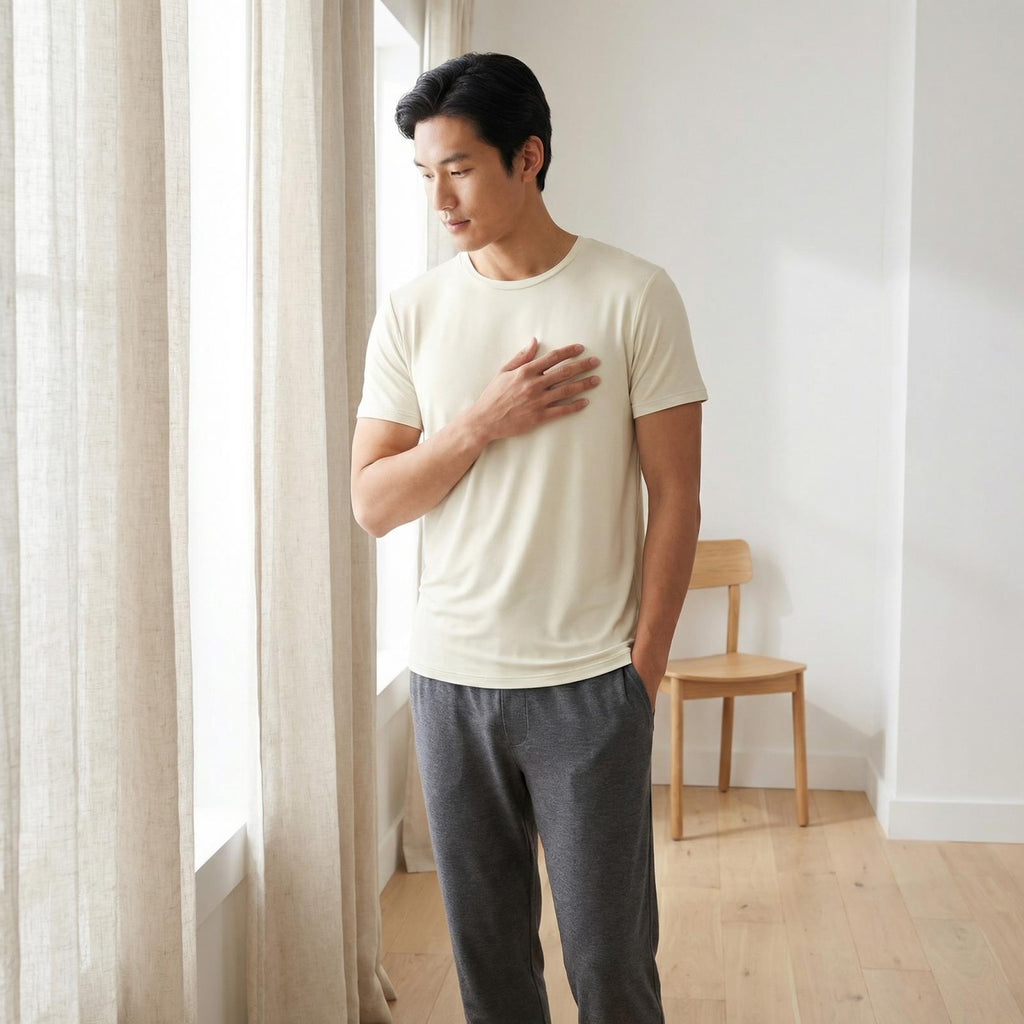 Men's Short Sleeve Crew Neck Tee in Natural