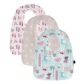 Print Bib Set of 3 in Fresh Air Beach Day, Latte Starfish & Shrinking Violet Flip Flops and Flowers