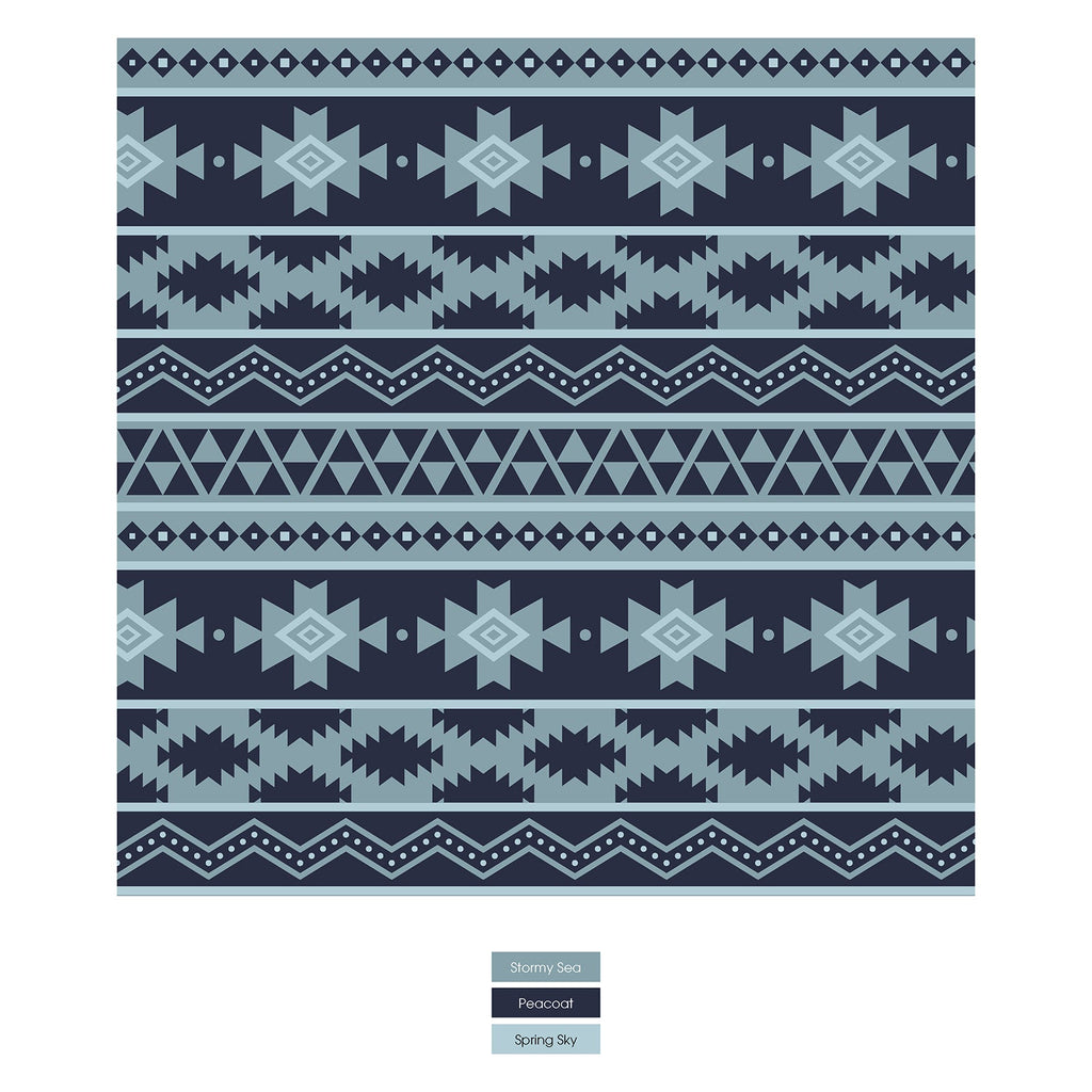 Print Coverall with 2 Way Zipper in Peacoat Mayan Print