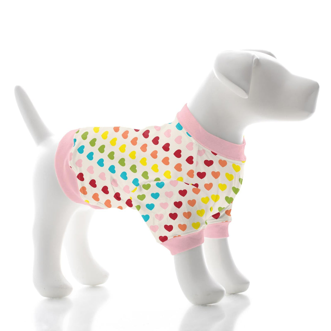 Print Dog Jammies in Rainbow Hearts