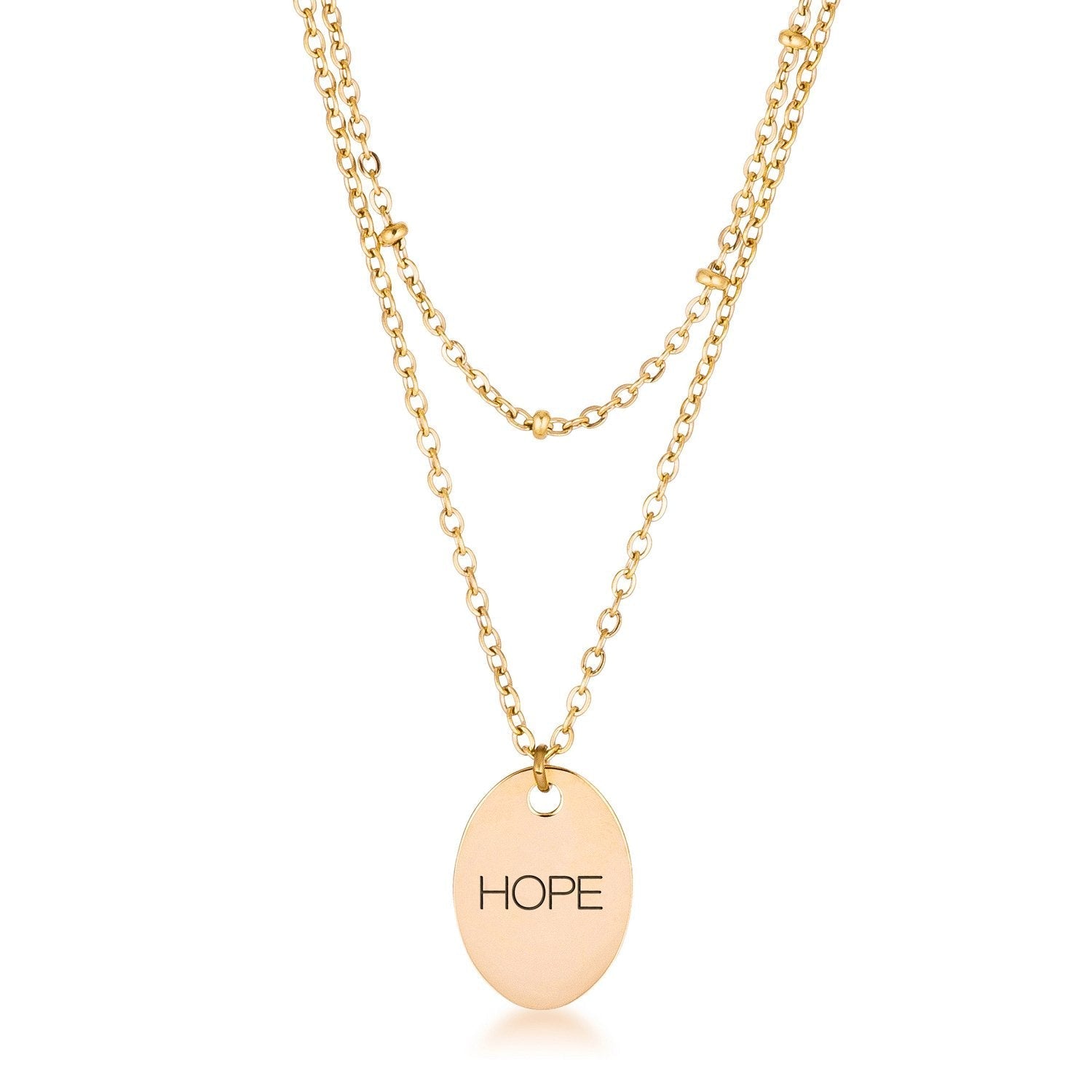 18k Gold Plated Double Chain "HOPE" Necklace