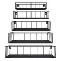 CRUGLA Black Floating Shelves Wall Mounted Set of 5 Hanging Wall Shelf with Rail for Bathroom Bedroom Living Room Kitchen