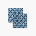 Set of two steel blue Zeenat table napkins with delicate Mughal-inspired block printed floral motifs