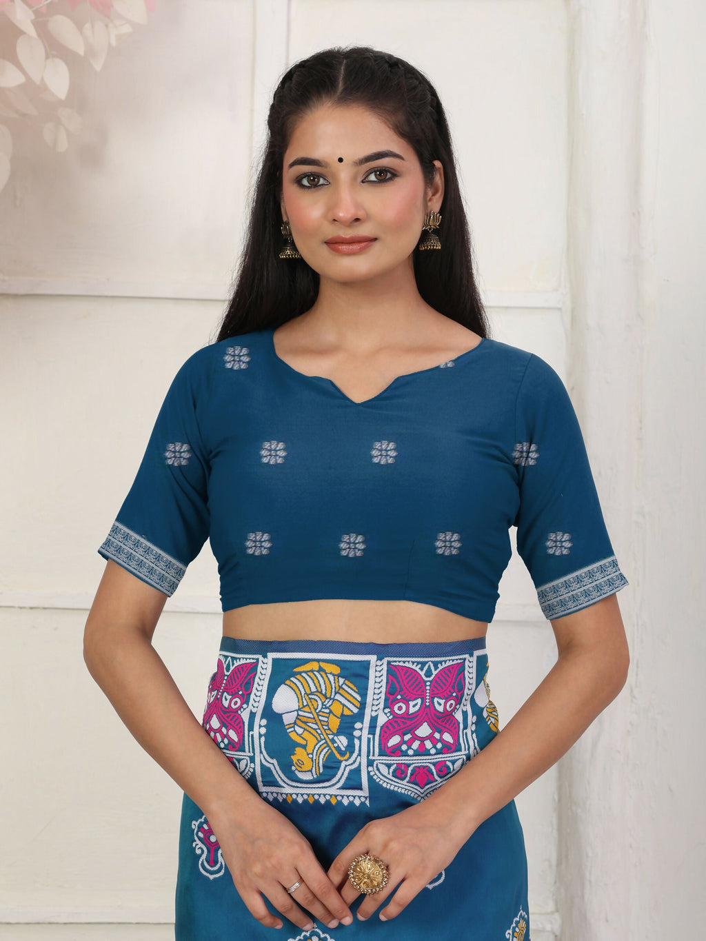 Shree Shyam Fashion Silk Blend Teal Blue Saree