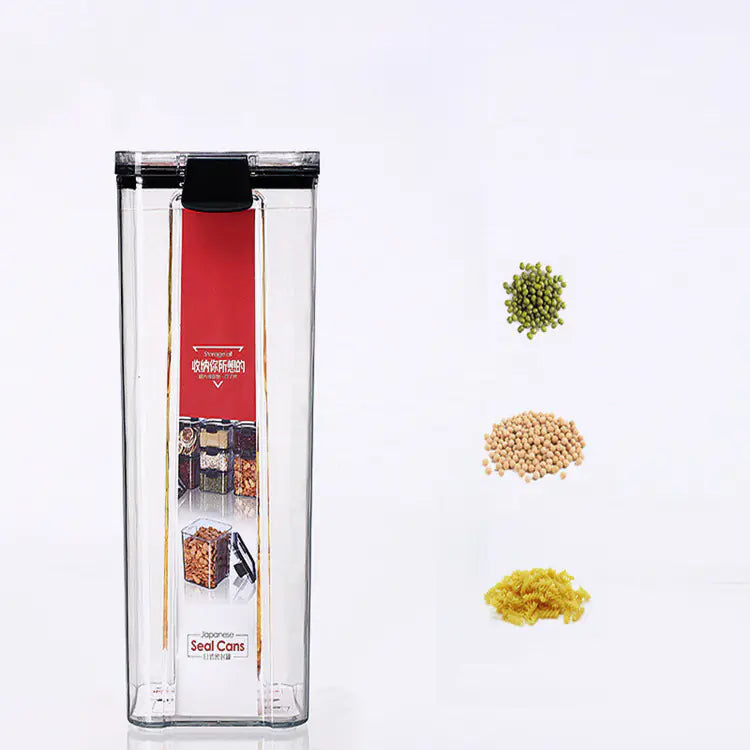 Transparent Plastic Square Kitchen Storage Jar