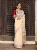 Peach cotton saree with a red contrast blouse, ideal for daily and casual ethnic wear.