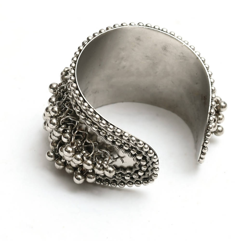 Kamal Johar Ghungroo Handcrafted Oxidised Silver-Plated Cuff