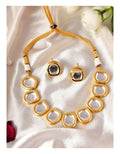 White Kundan necklace set with gold-plated finish and adjustable cord