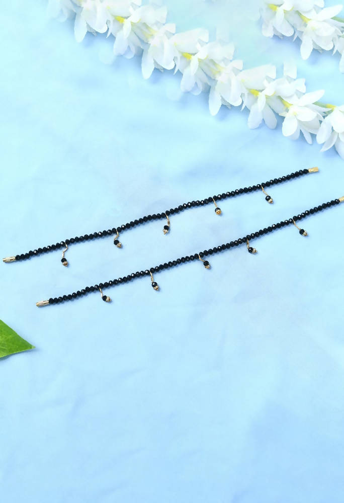 Classic Black Beads Traditional Anklets for Daily Wear