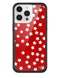 National Anthem iPhone case with a red background and white star pattern featuring a black bumper