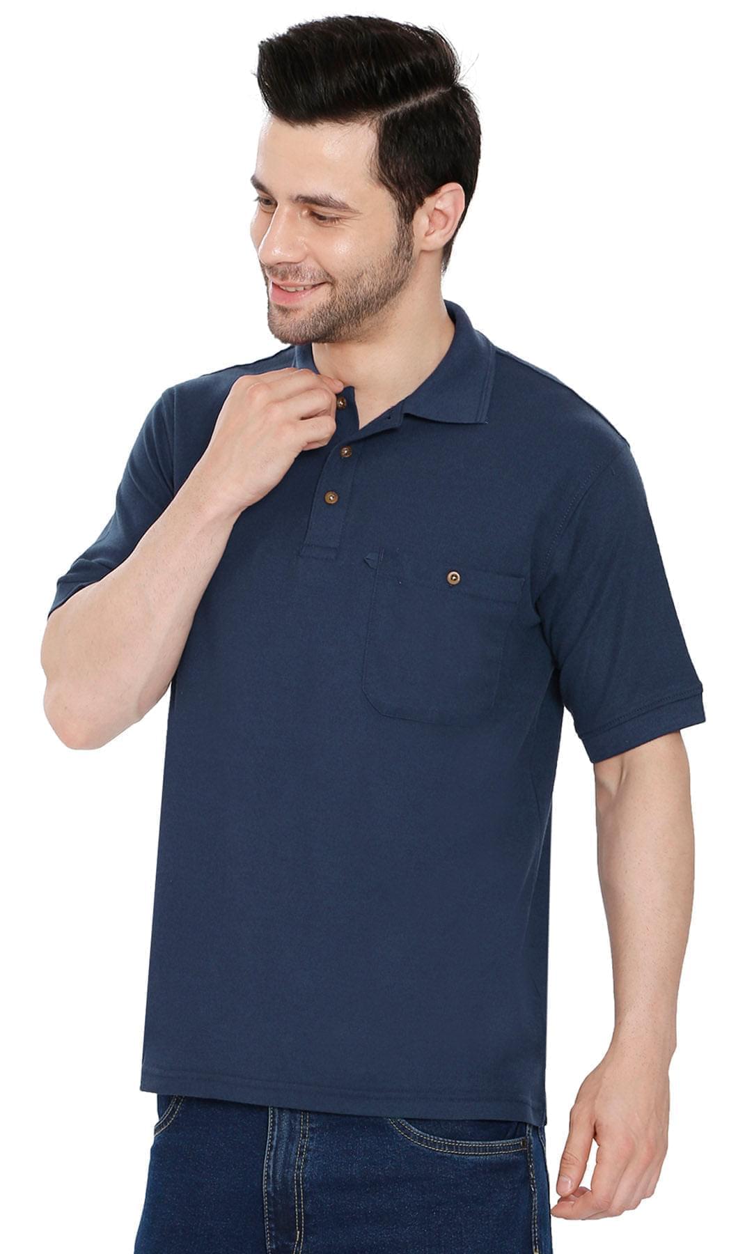 Men's Short Sleeve Pique Polo Shirt with Chest Pocket - Regular Fit