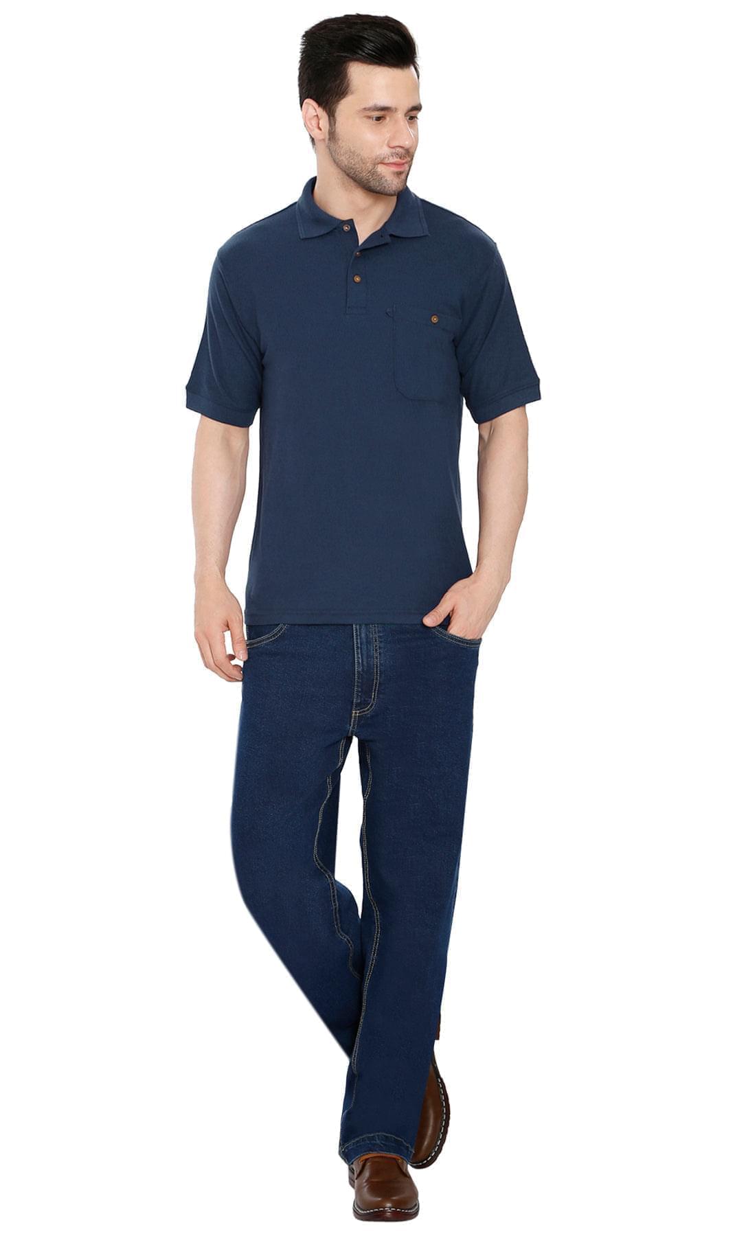 Men's Short Sleeve Pique Polo Shirt with Chest Pocket - Regular Fit