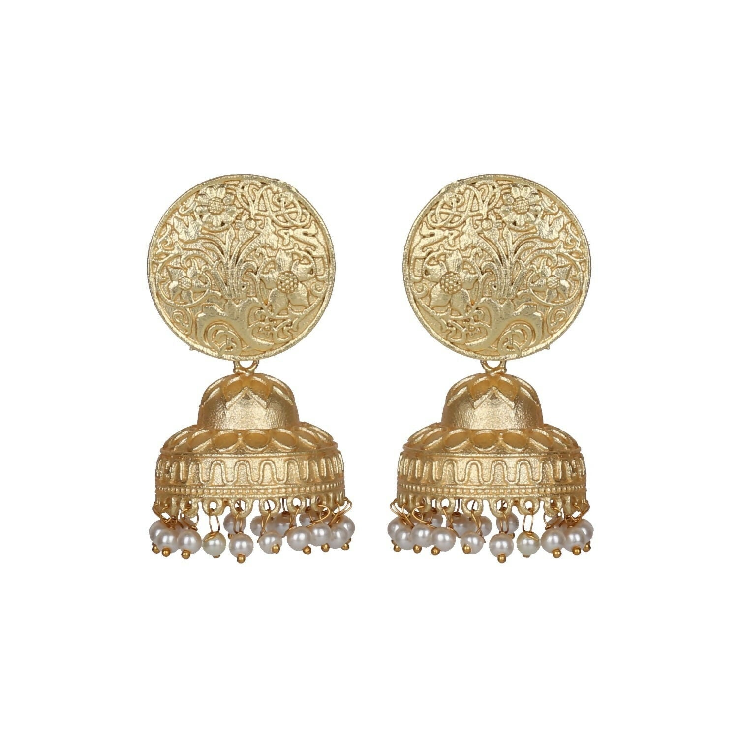 Joban Fashion Women Matte Gold Brass Jhumka