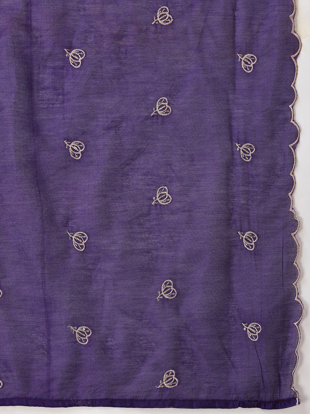 Hand Embroidered Purple Chanderi Kurta Set with Dupatta