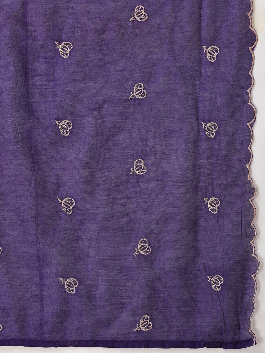 Hand Embroidered Purple Chanderi Kurta Set with Dupatta