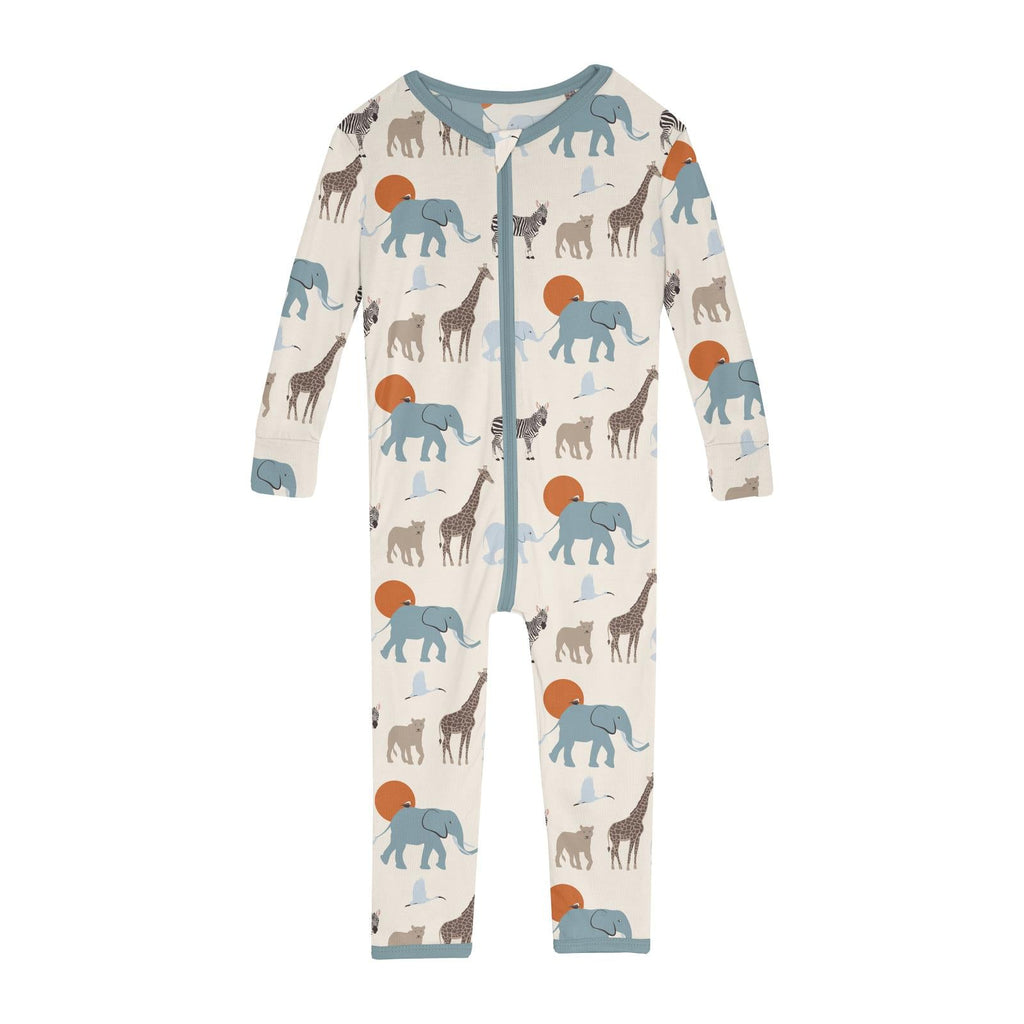 Print Convertible Sleeper with Zipper in Natural Just So Animals