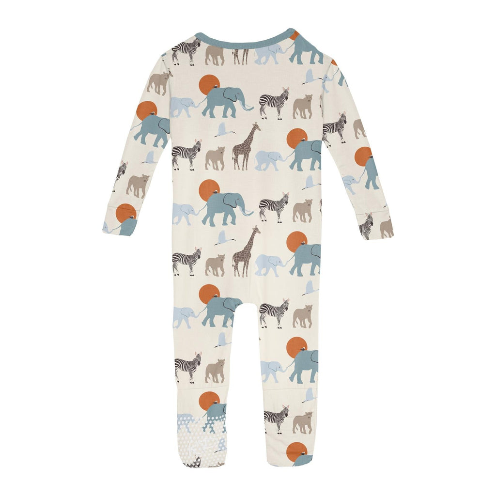 Print Convertible Sleeper with Zipper in Natural Just So Animals