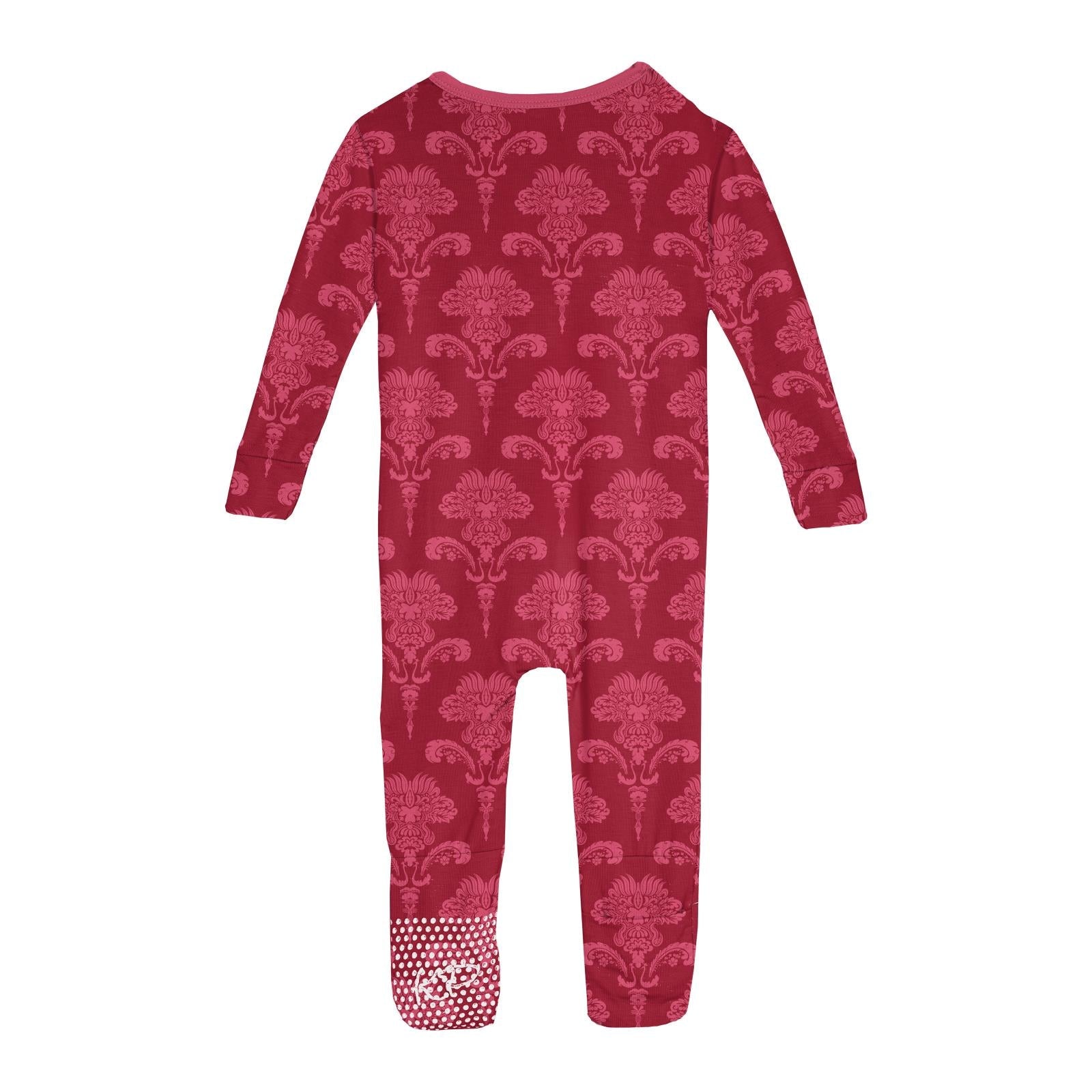 Print Convertible Sleeper with Zipper in Crimson Damask