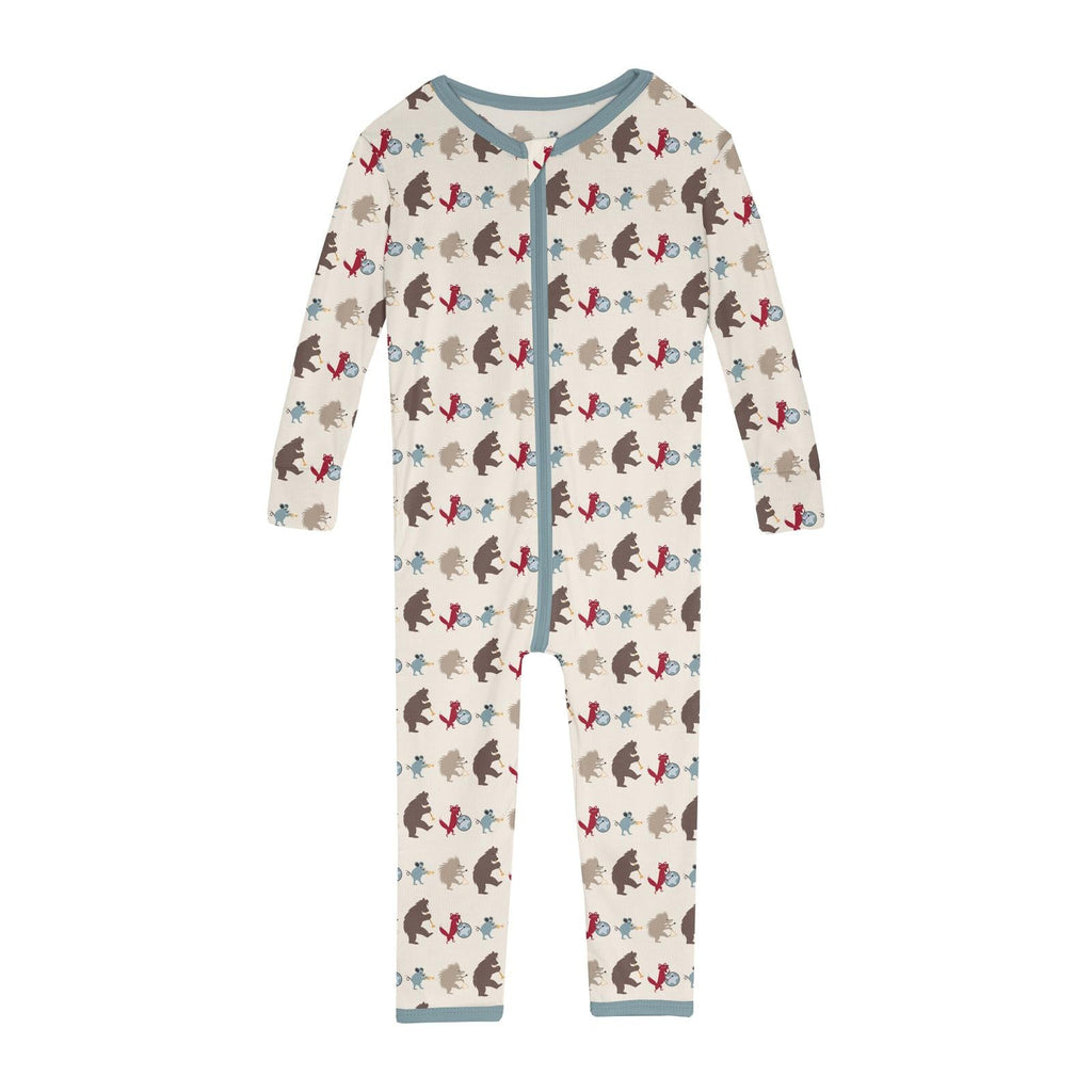 Print Convertible Sleeper with Zipper in Natural Marching Band