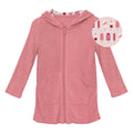 Rosy terry robe with a fun popsicle-print hood lining.