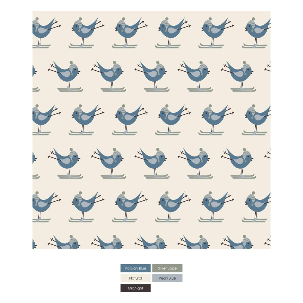 Print Aviator Hat in Natural Ski Birds