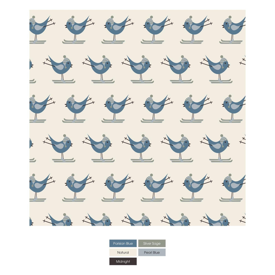 Print Aviator Hat in Natural Ski Birds
