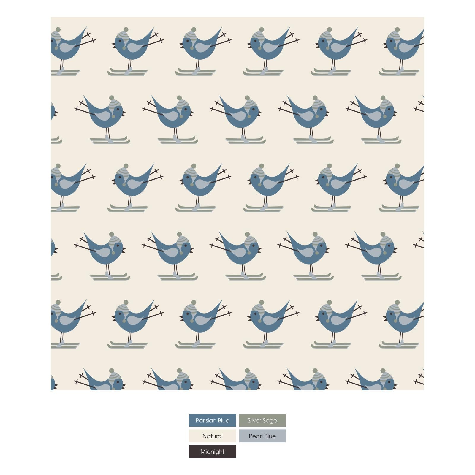 Print Aviator Hat in Natural Ski Birds