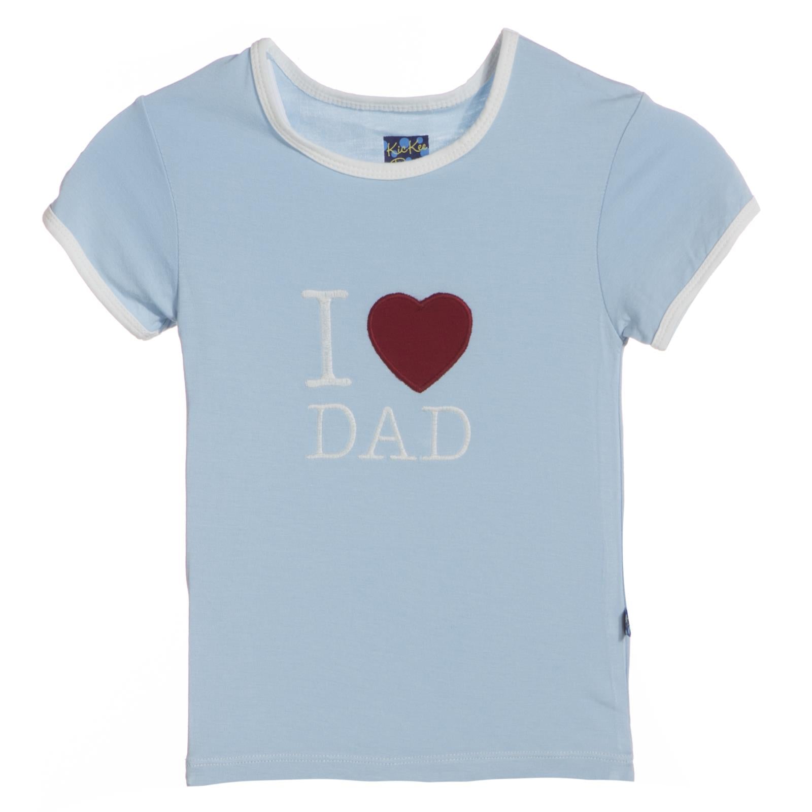 Holiday Short Sleeve Applique Tee in Pond I Love Dad
