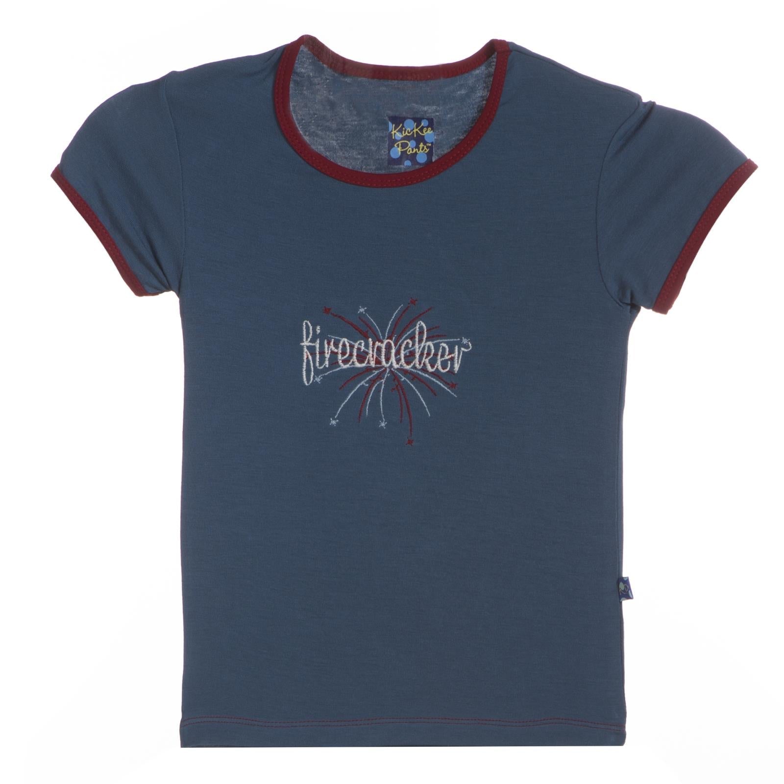 Holiday Short Sleeve Applique Tee in Firecracker