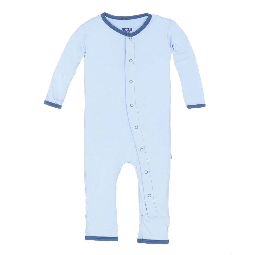 Holiday Fitted Applique Coverall in Pond Proud Brother