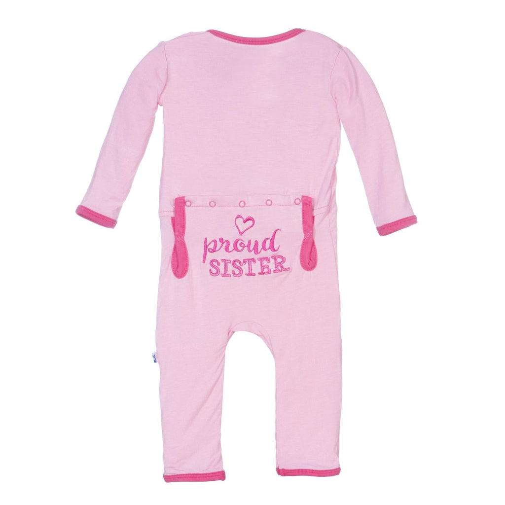 Holiday Applique Coverall in Lotus Proud Sister with Desert Rose Trim