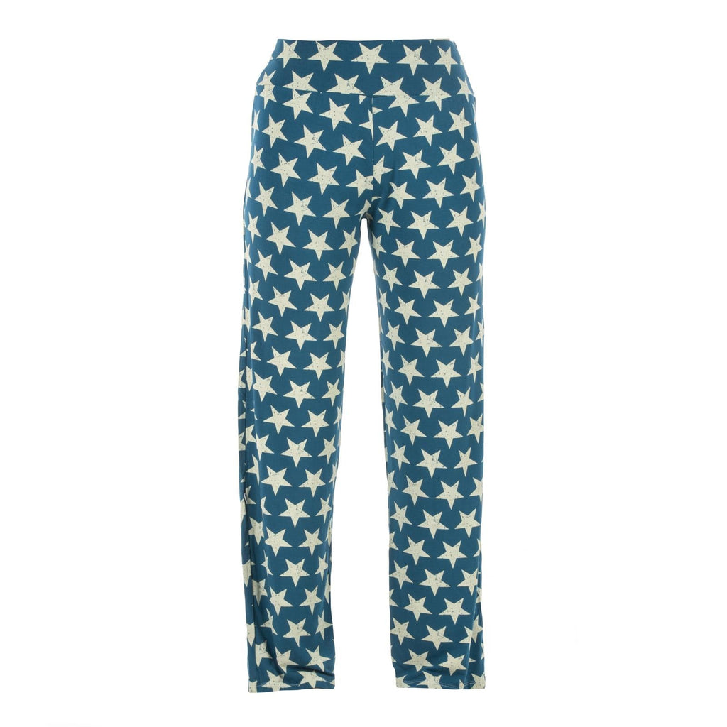 Women's pajama pants in Heritage Blue with a distressed Natural star print.