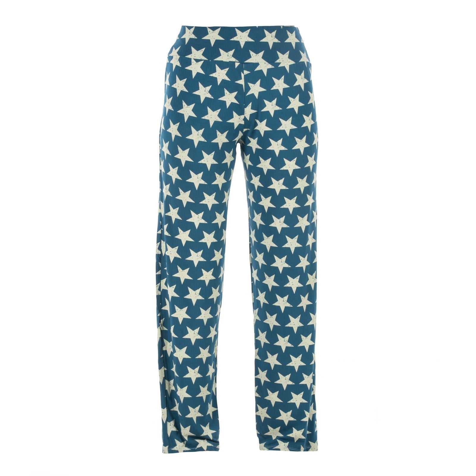 Women's pajama pants in Heritage Blue with a distressed Natural star print.