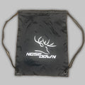 Minimalist black and white polyester drawstring backpack for sports and everyday use