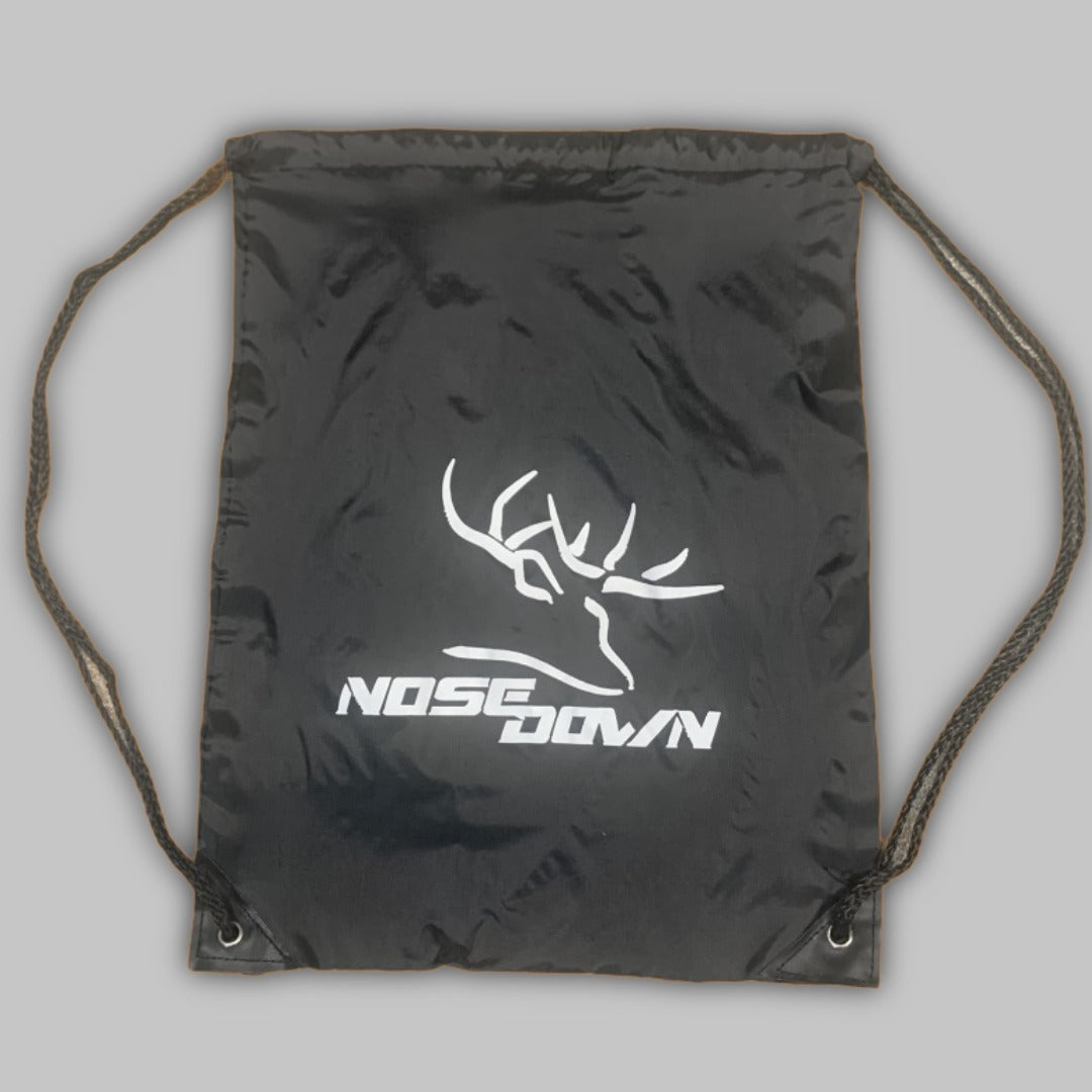 Minimalist black and white polyester drawstring backpack for sports and everyday use