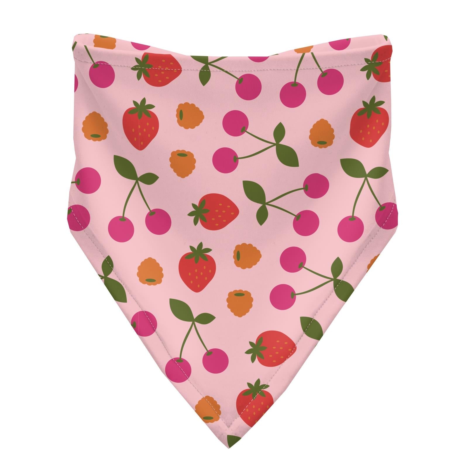 Print Bandana Bib Set of 3 in Anniversary Sunset Stripe, Lotus Berries & Poppy Orange Blossom