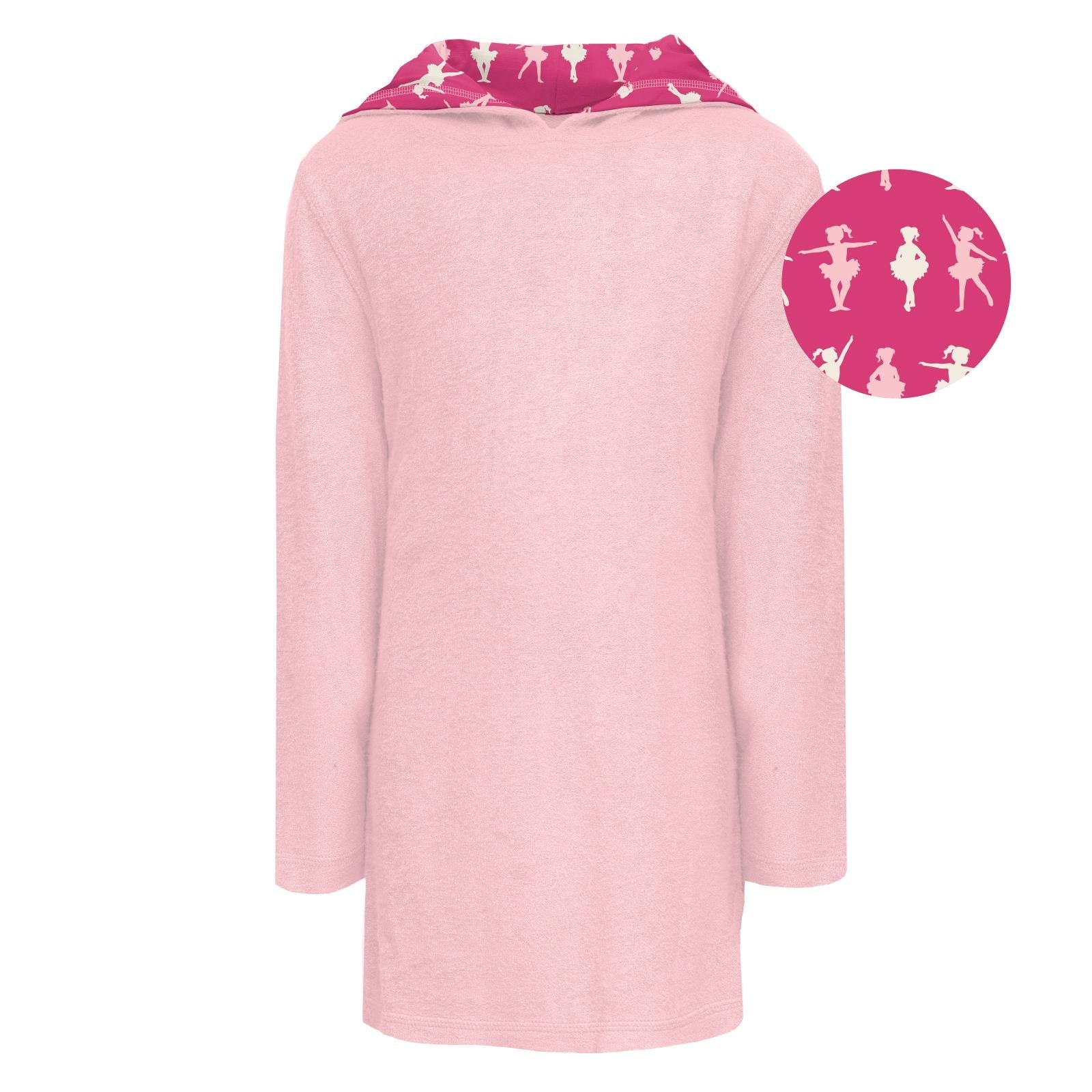 Terry Pull-over After Swim Robe in Lotus featuring a ballerina hood print.
