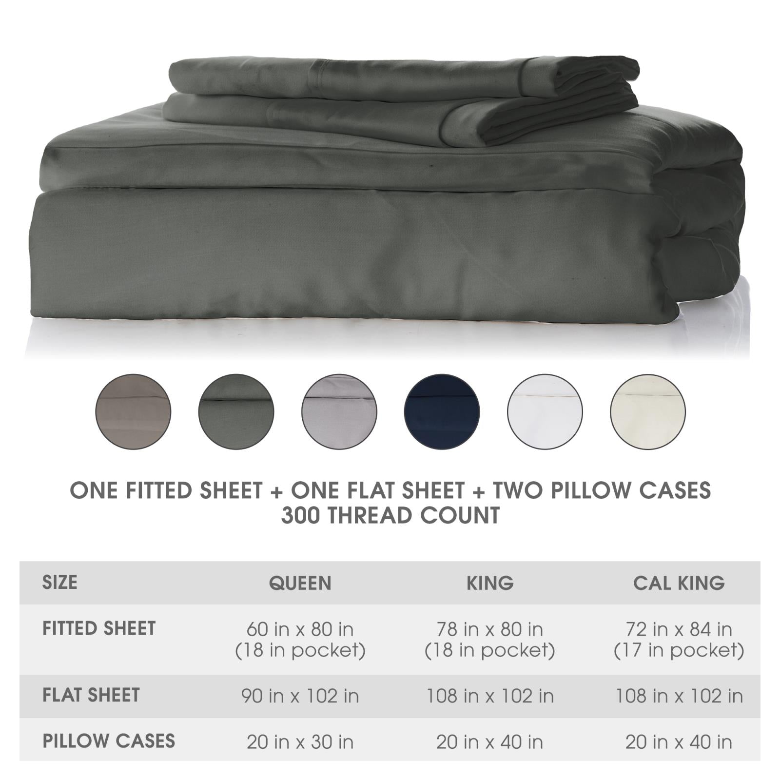 Stone Bamboo Sateen Bed Sheet Set Wrinkle-Free Cooling Bedding - Image 6
