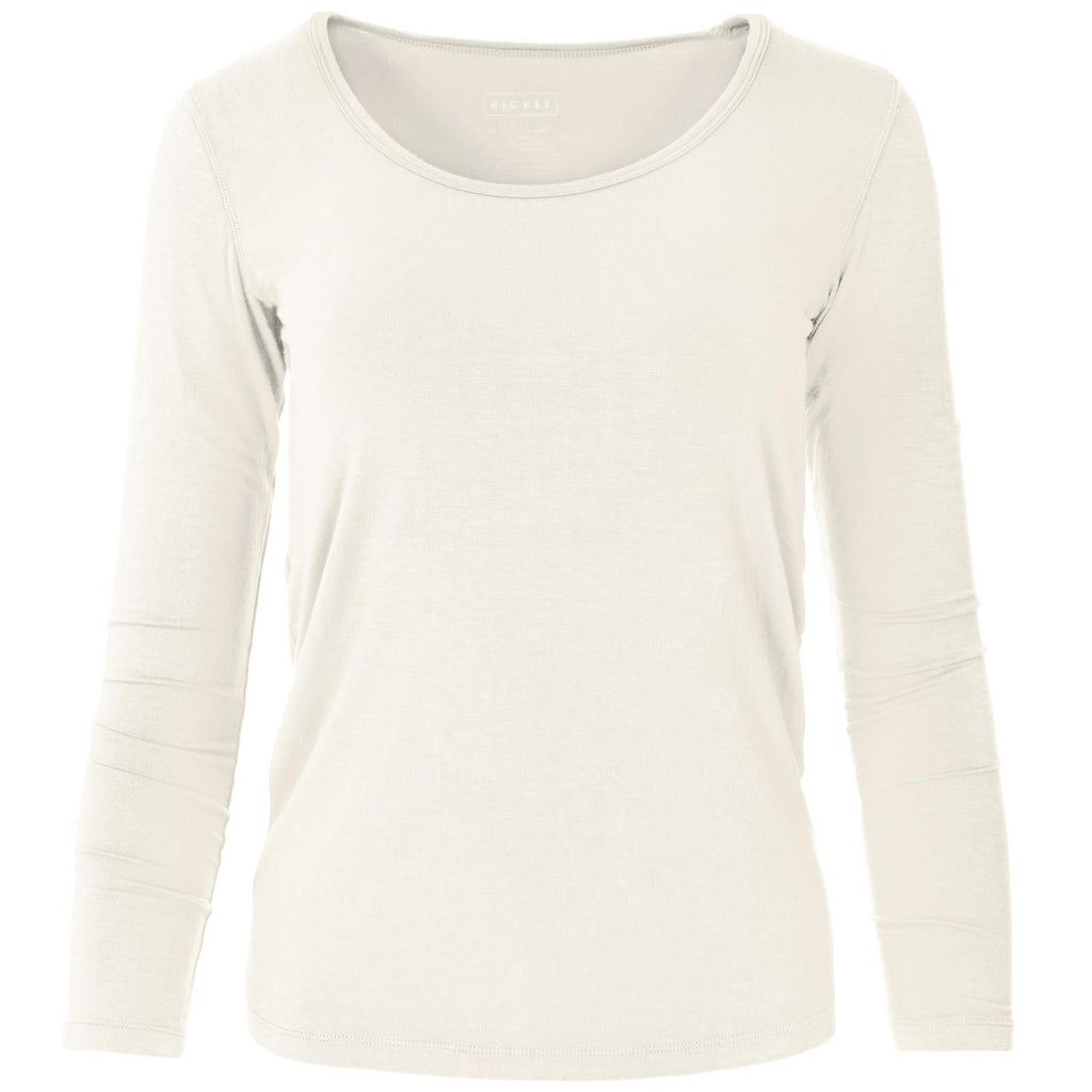 Long Sleeve Scoop Neck Tee in Natural