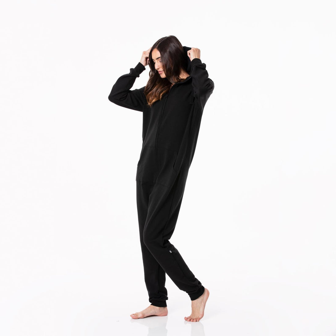 Adult Fleece Jumpsuit with Hood in Midnight