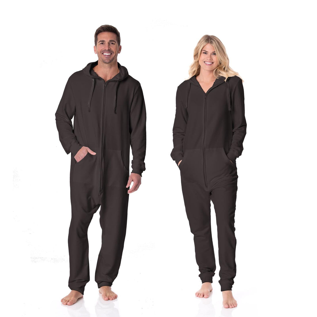 Adult Fleece Jumpsuit with Hood in Midnight