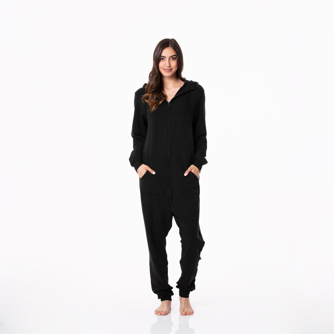 Adult Fleece Jumpsuit with Hood in Midnight