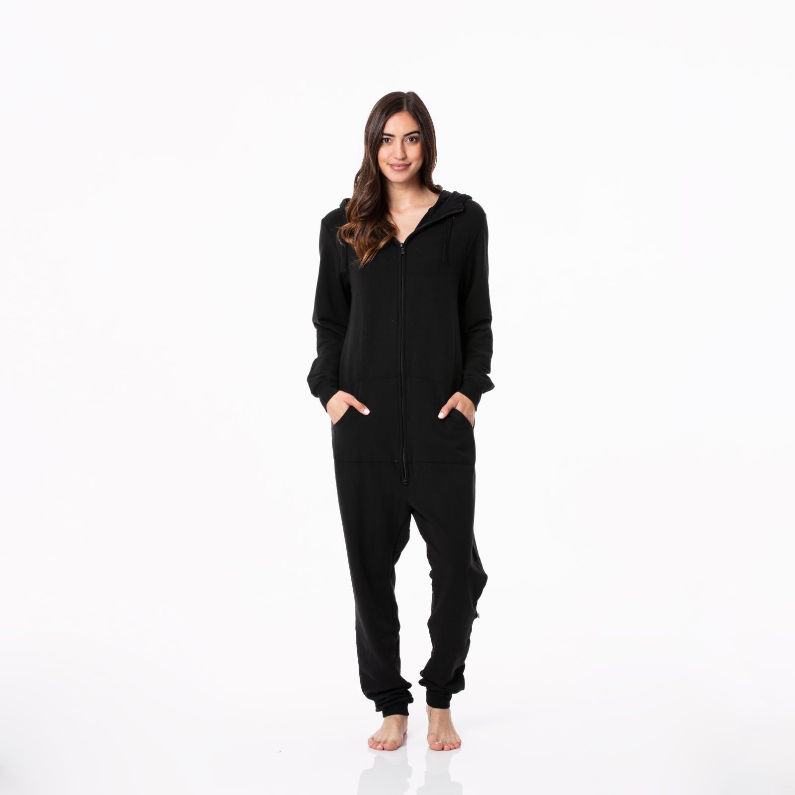 Adult Fleece Jumpsuit with Hood in Midnight