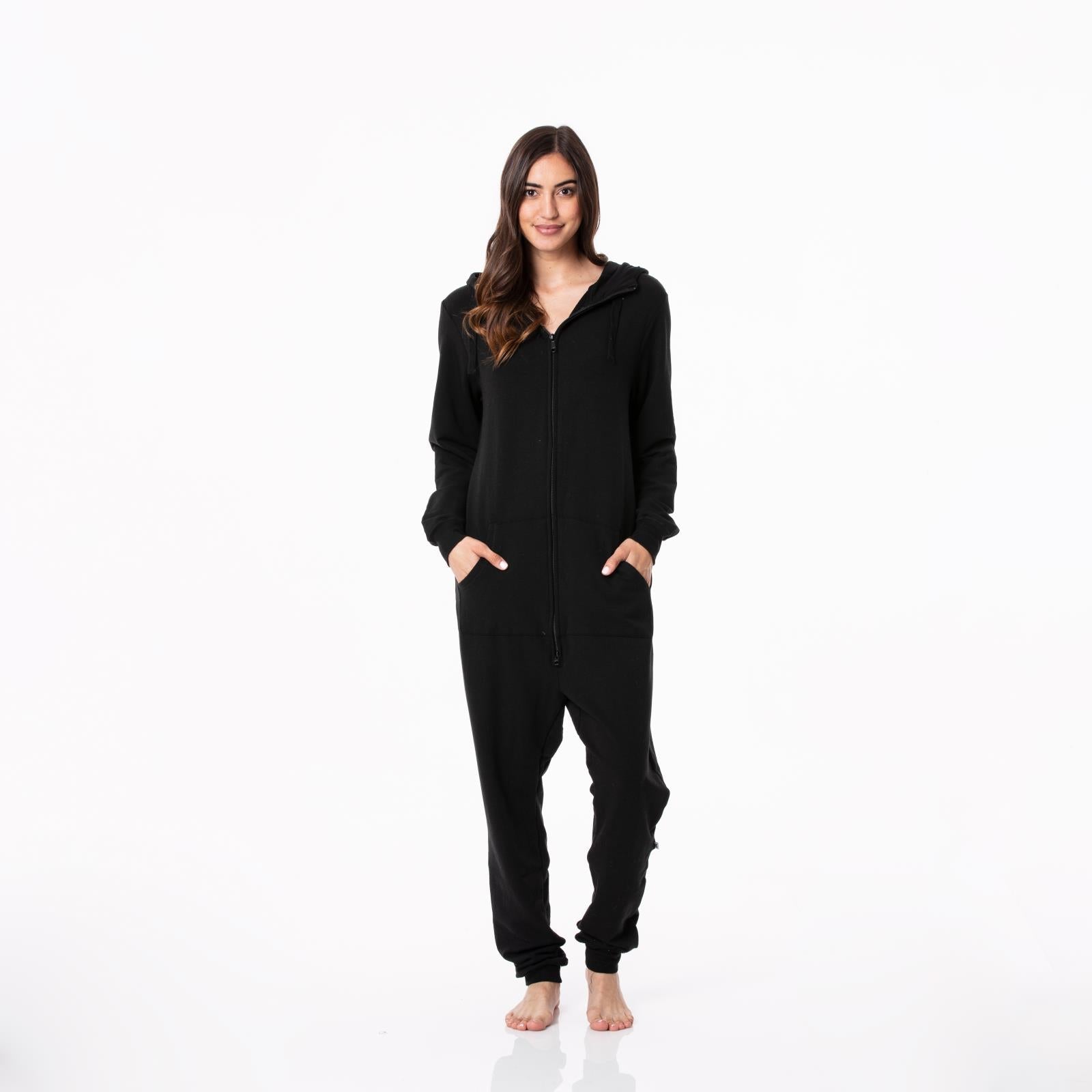 Adult Fleece Jumpsuit with Hood in Midnight
