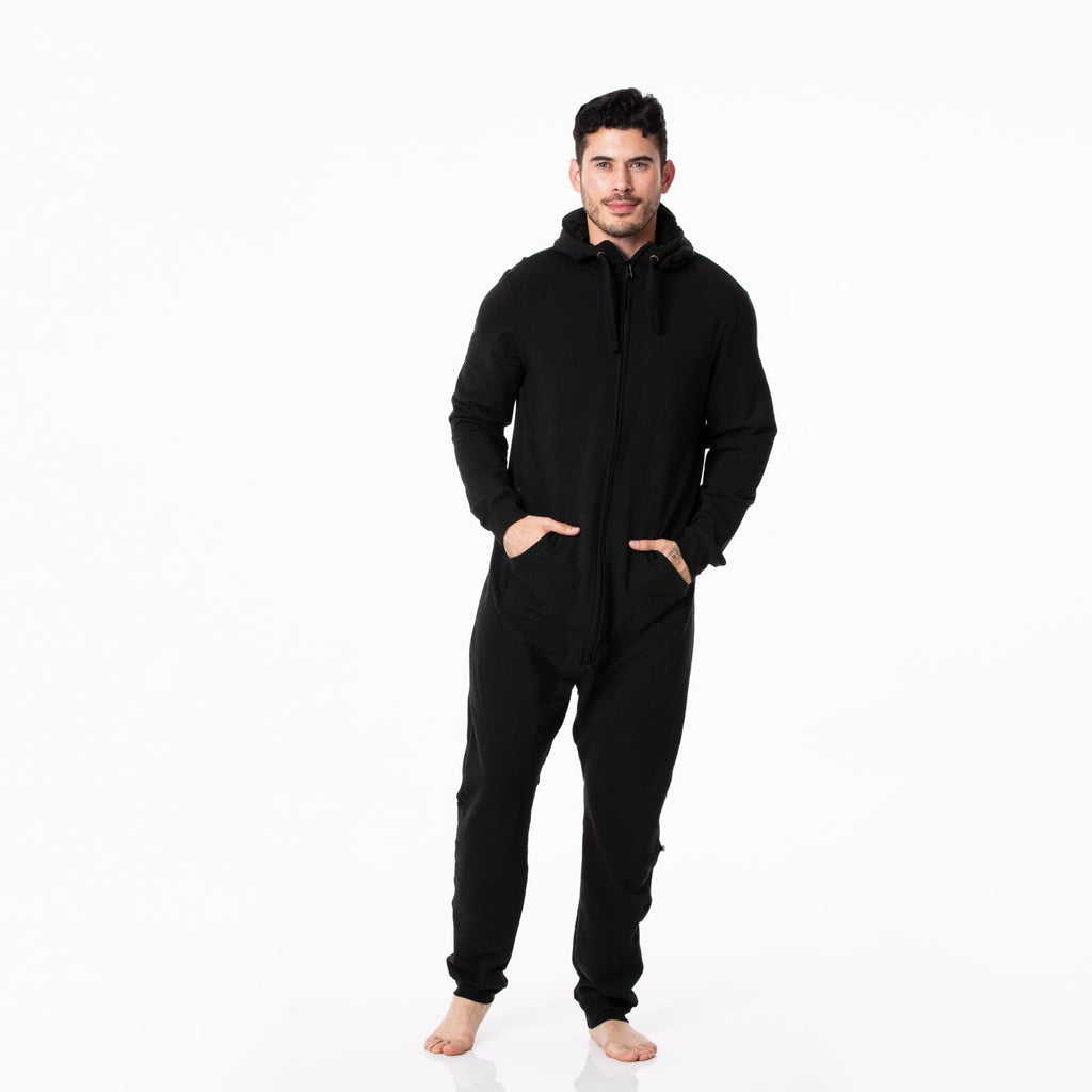 Adult Fleece Jumpsuit with Hood in Midnight