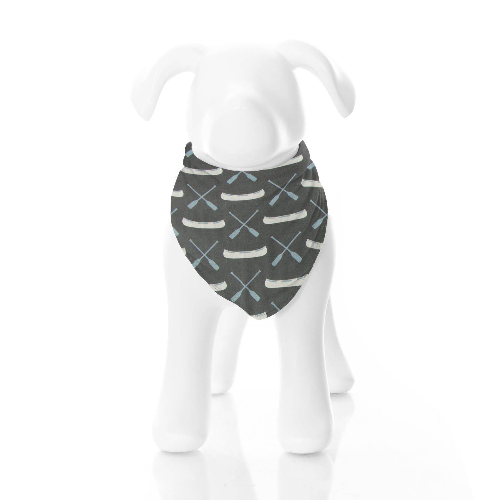 Print Dog Bandana in Stone Paddles and Canoe