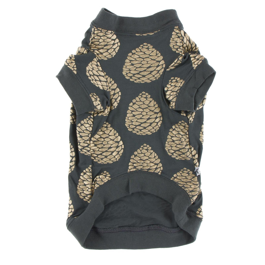 Print Dog Jammies in Pewter Pinecones