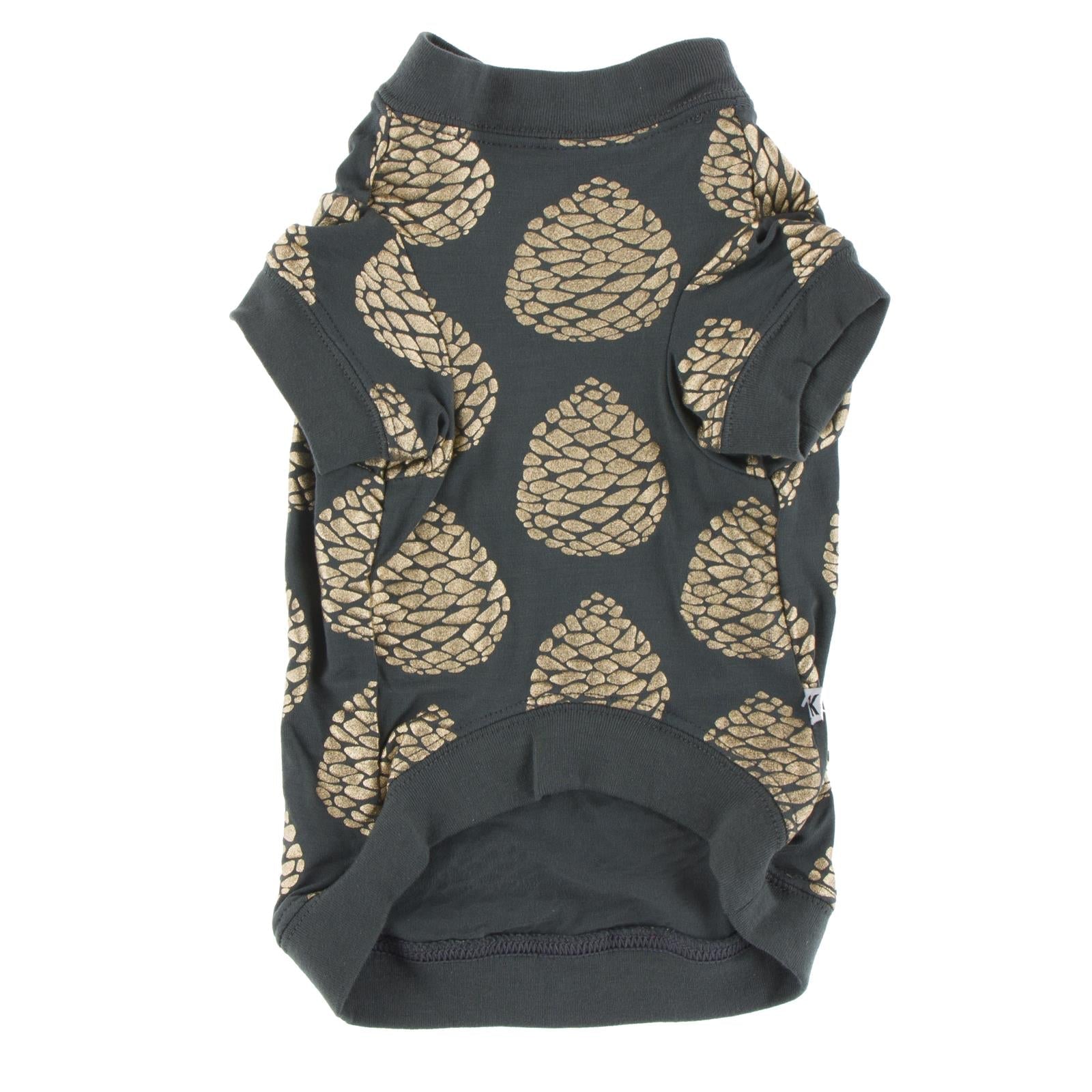 Print Dog Jammies in Pewter Pinecones