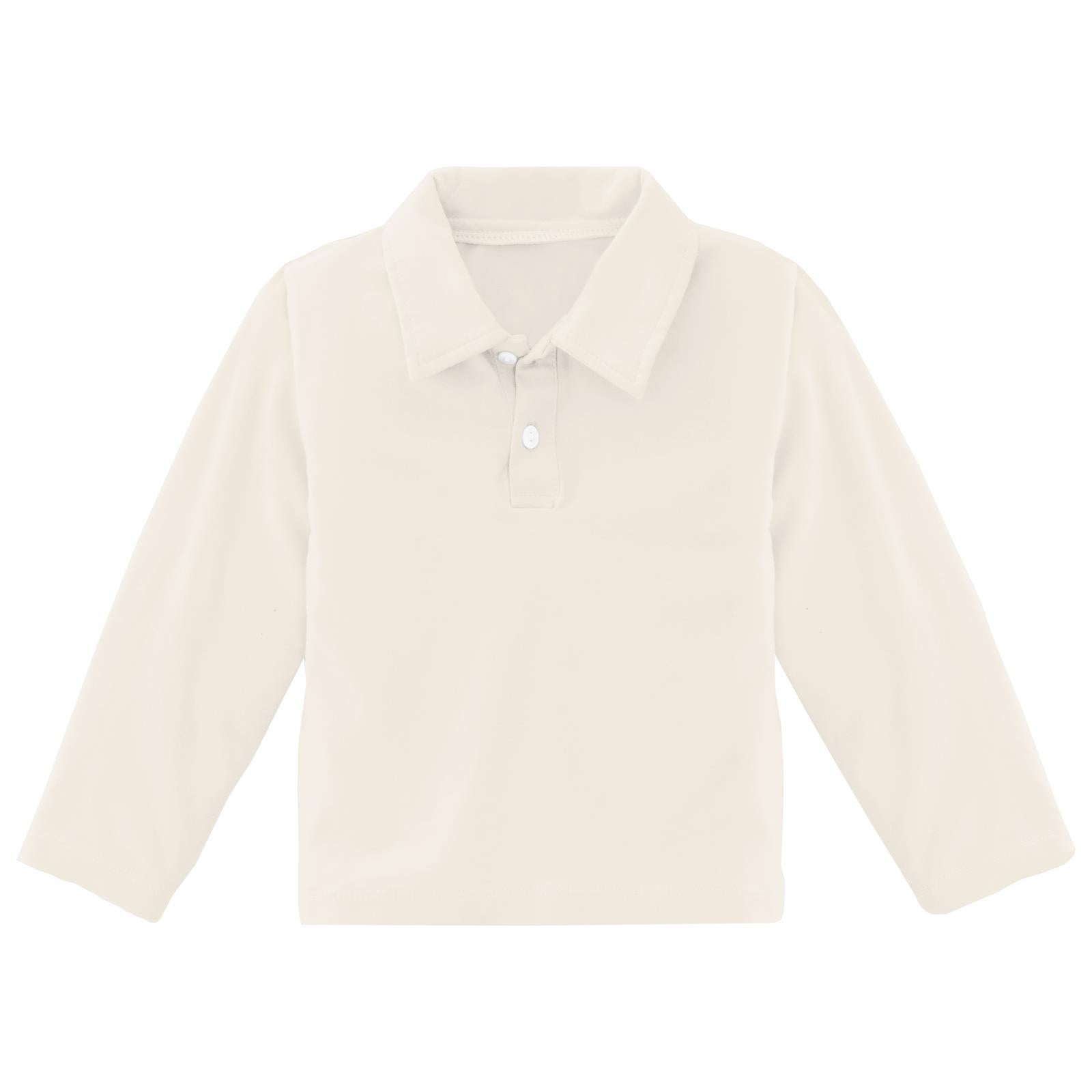 Long Sleeve Polo in Natural