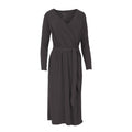 Women's basic wrap robe in solid midnight color featuring a tie waist and long sleeves